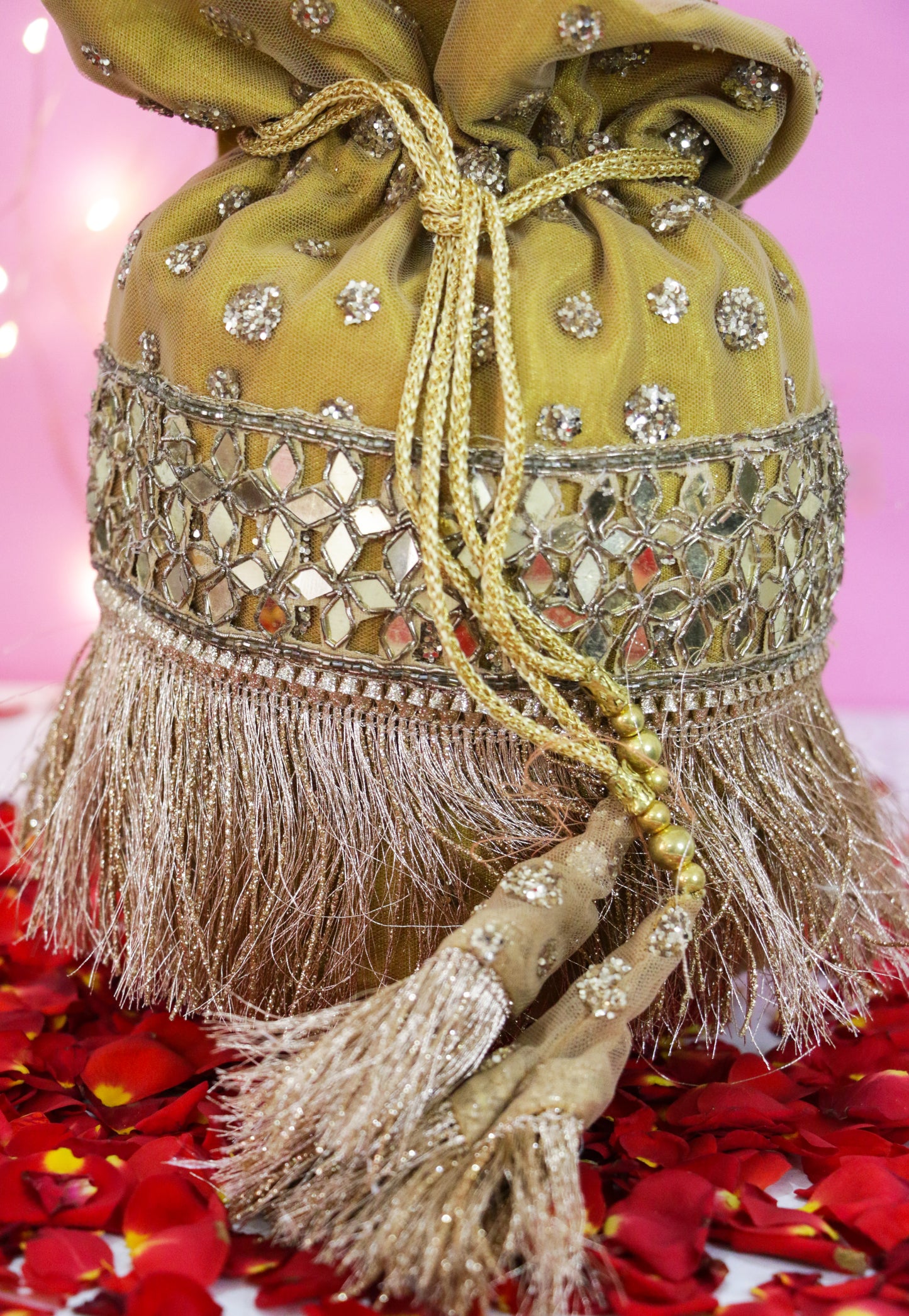 Yellow Mirror Potli Bag