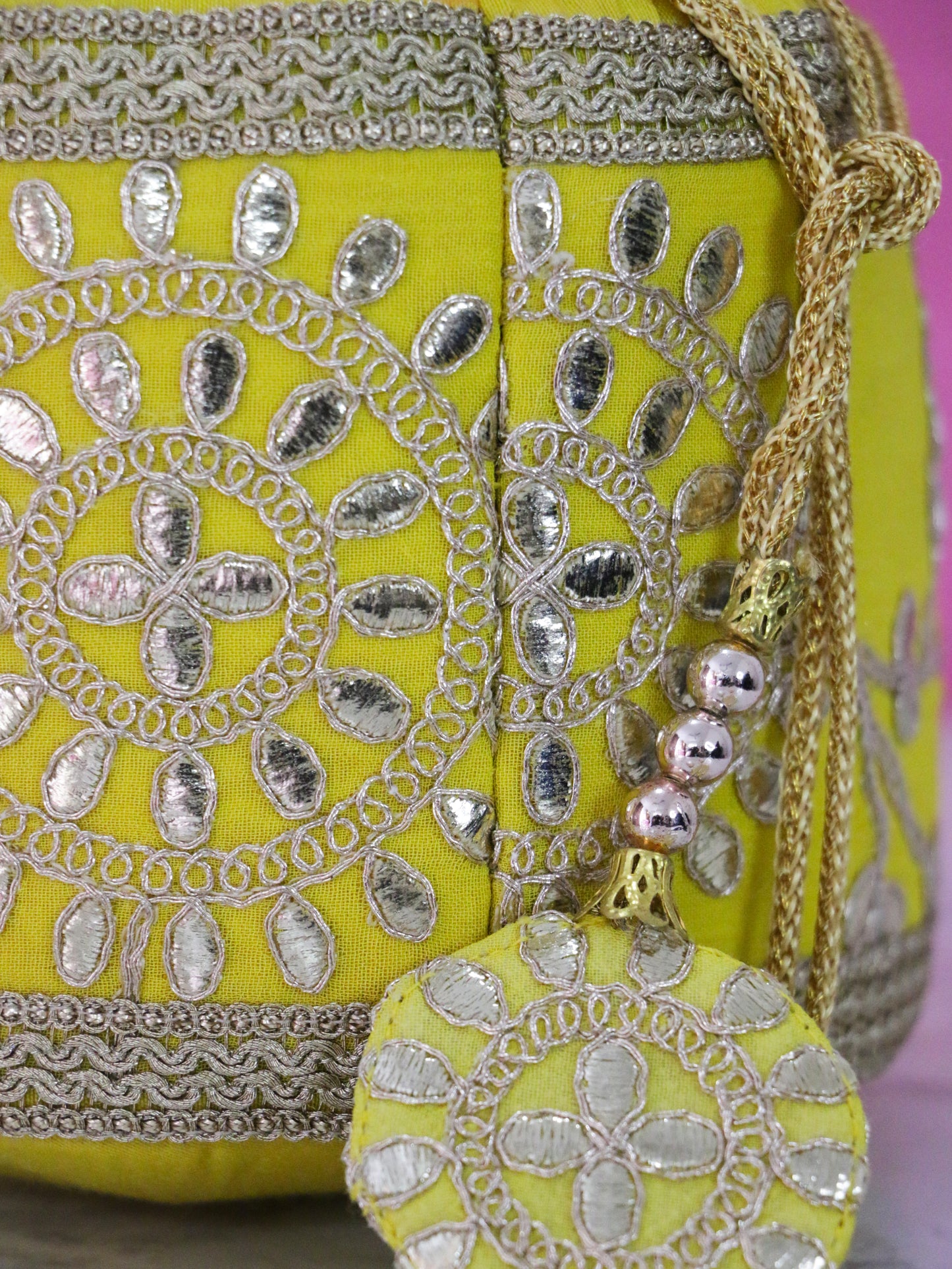 Yellow Gota Patti Potli Bag