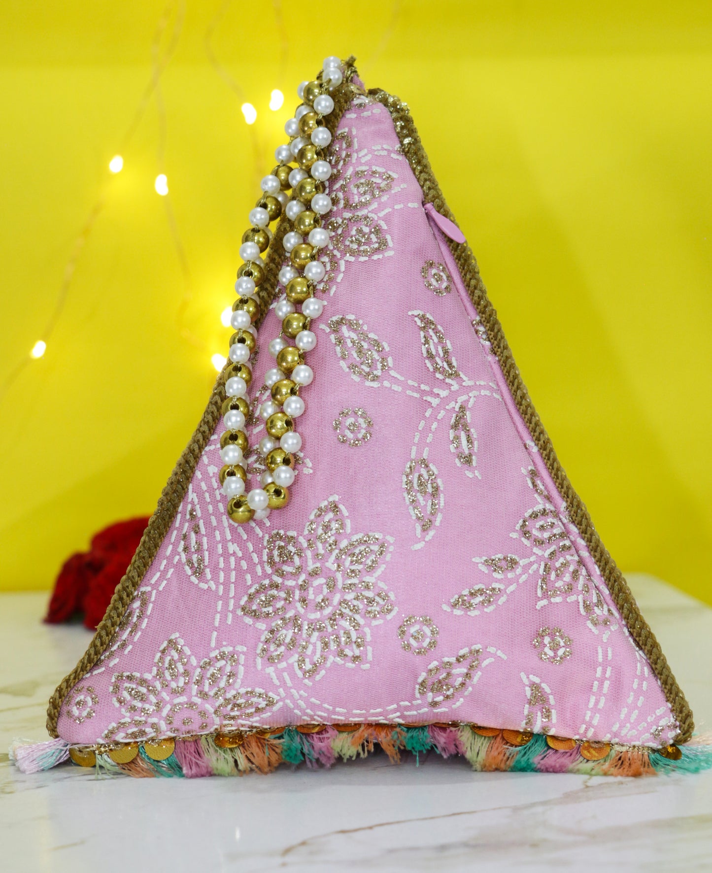 Pink Tetrahedron Potli Bag