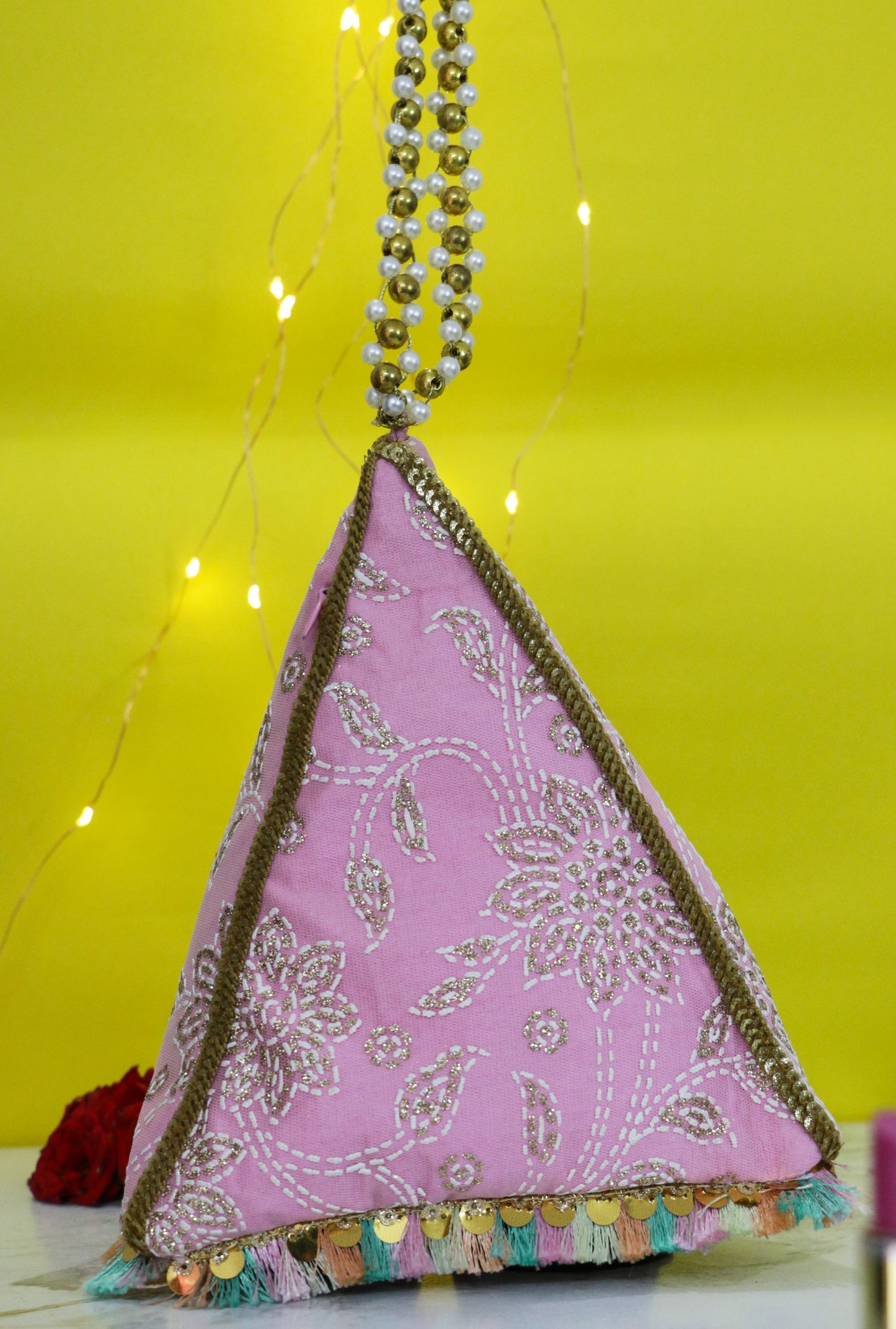 Pink Tetrahedron Potli Bag
