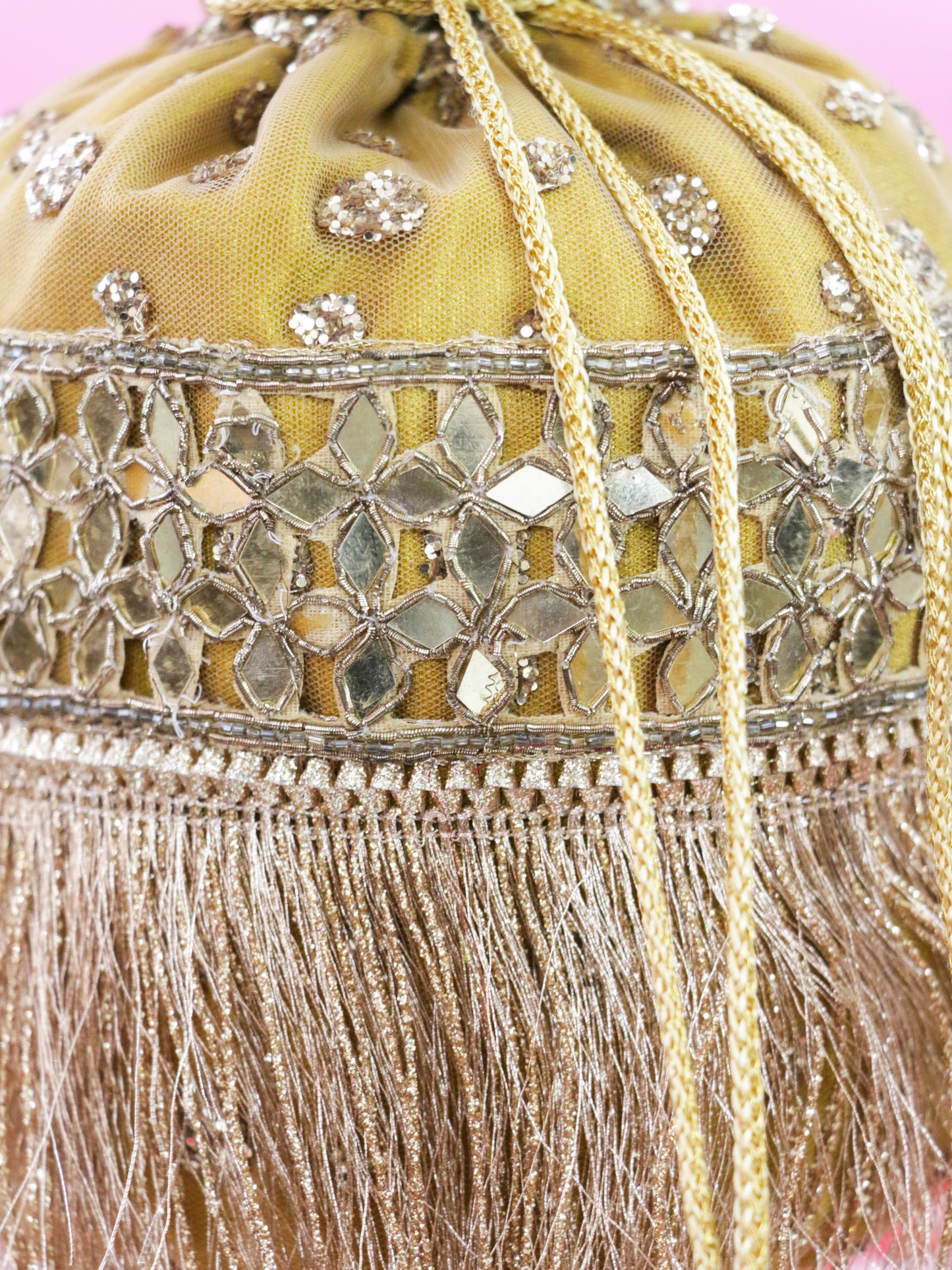 Yellow Mirror Potli Bag