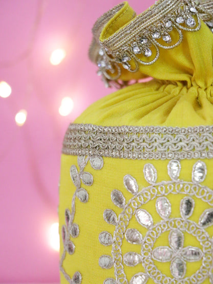 Yellow Gota Patti Potli Bag