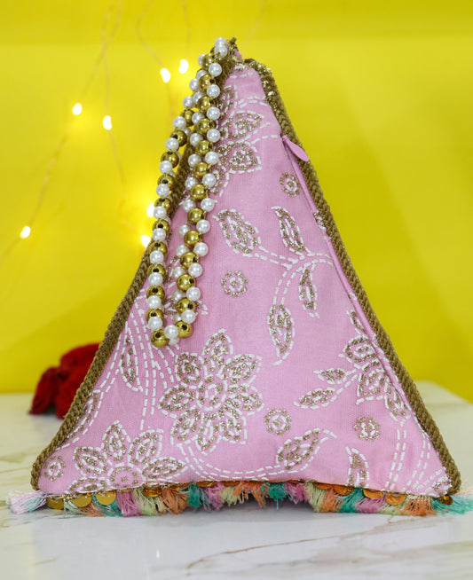 Pink Tetrahedron Potli Bag