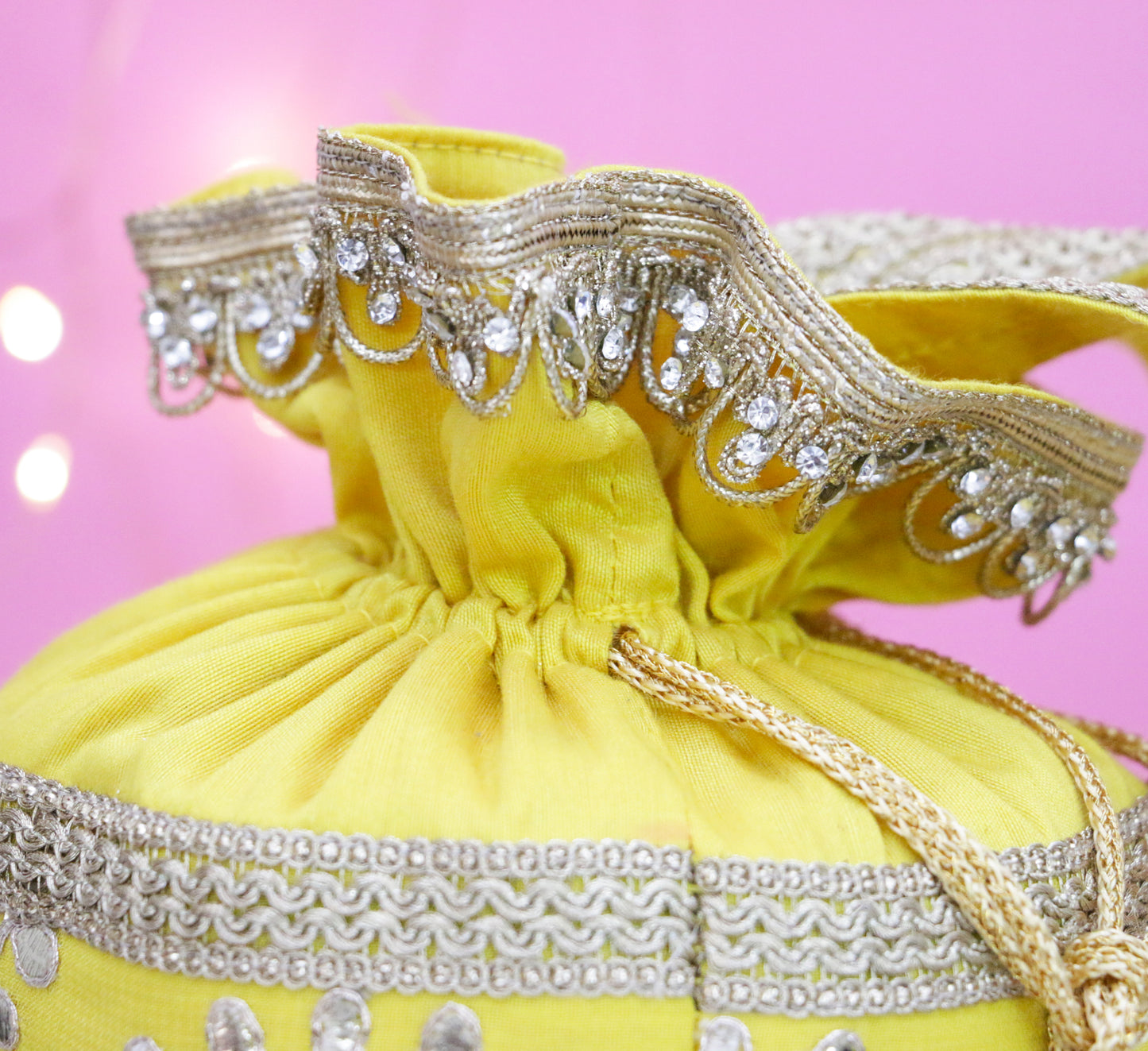 Yellow Gota Patti Potli Bag