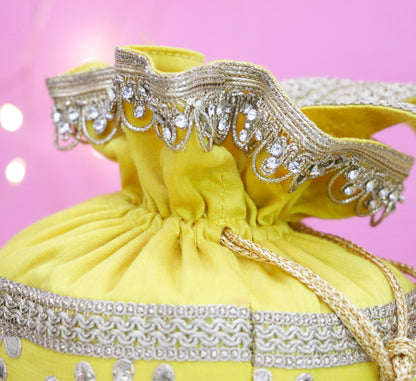 Yellow Gota Patti Potli Bag