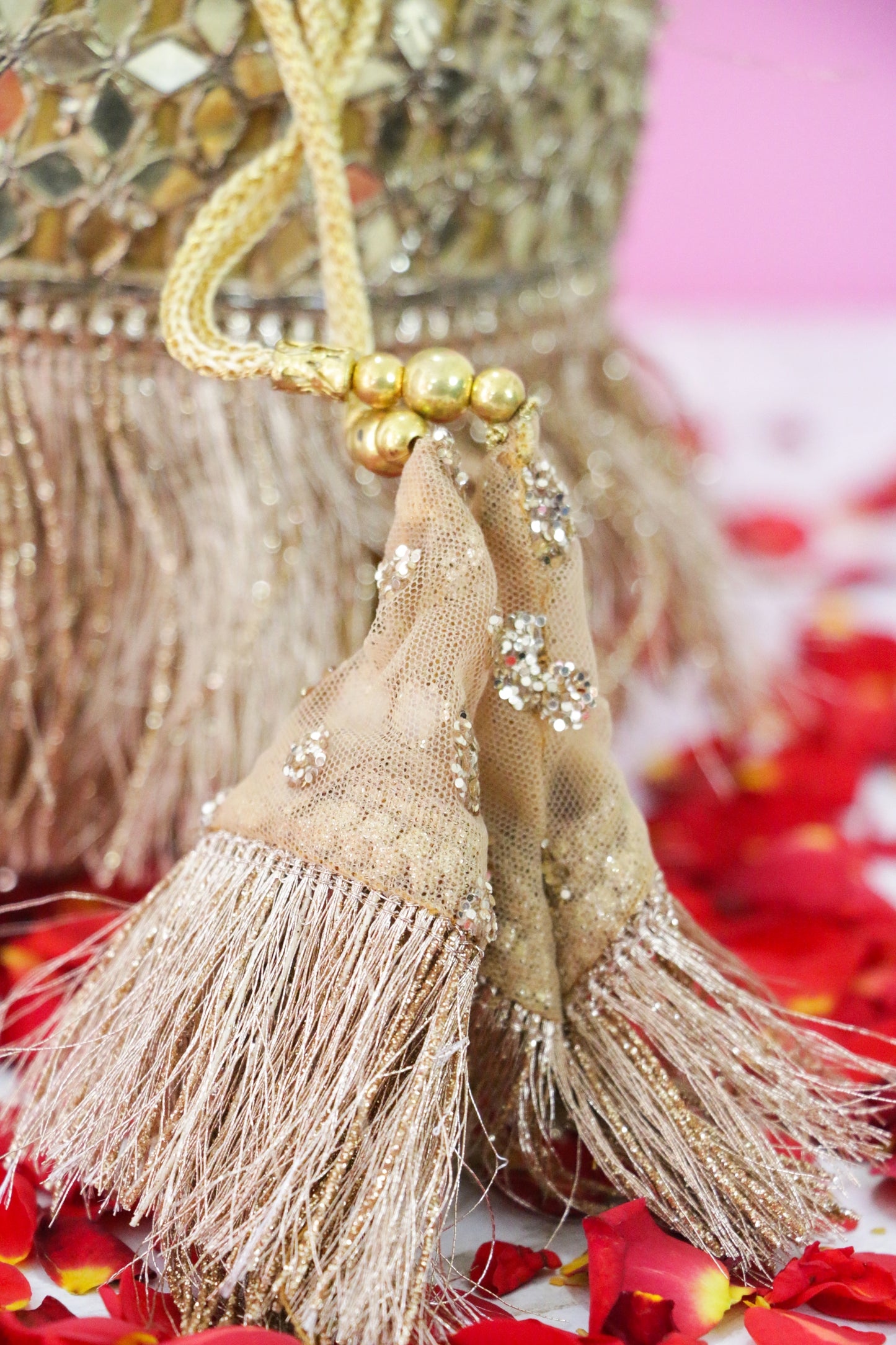 Yellow Mirror Potli Bag