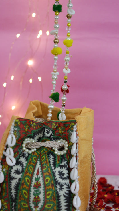Yellow Seashell Potli Bag