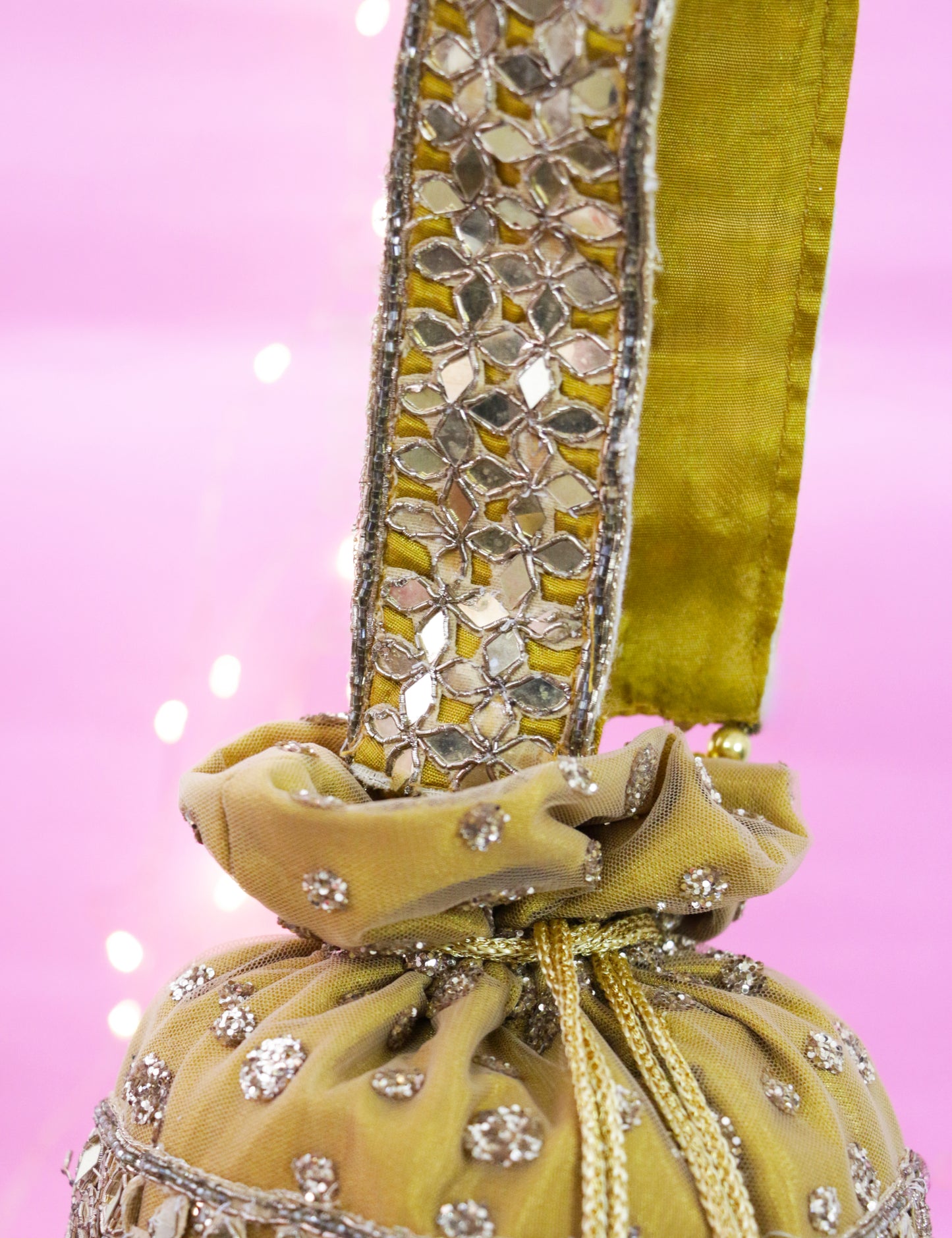 Yellow Mirror Potli Bag