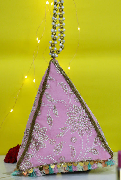 Pink Tetrahedron Potli Bag