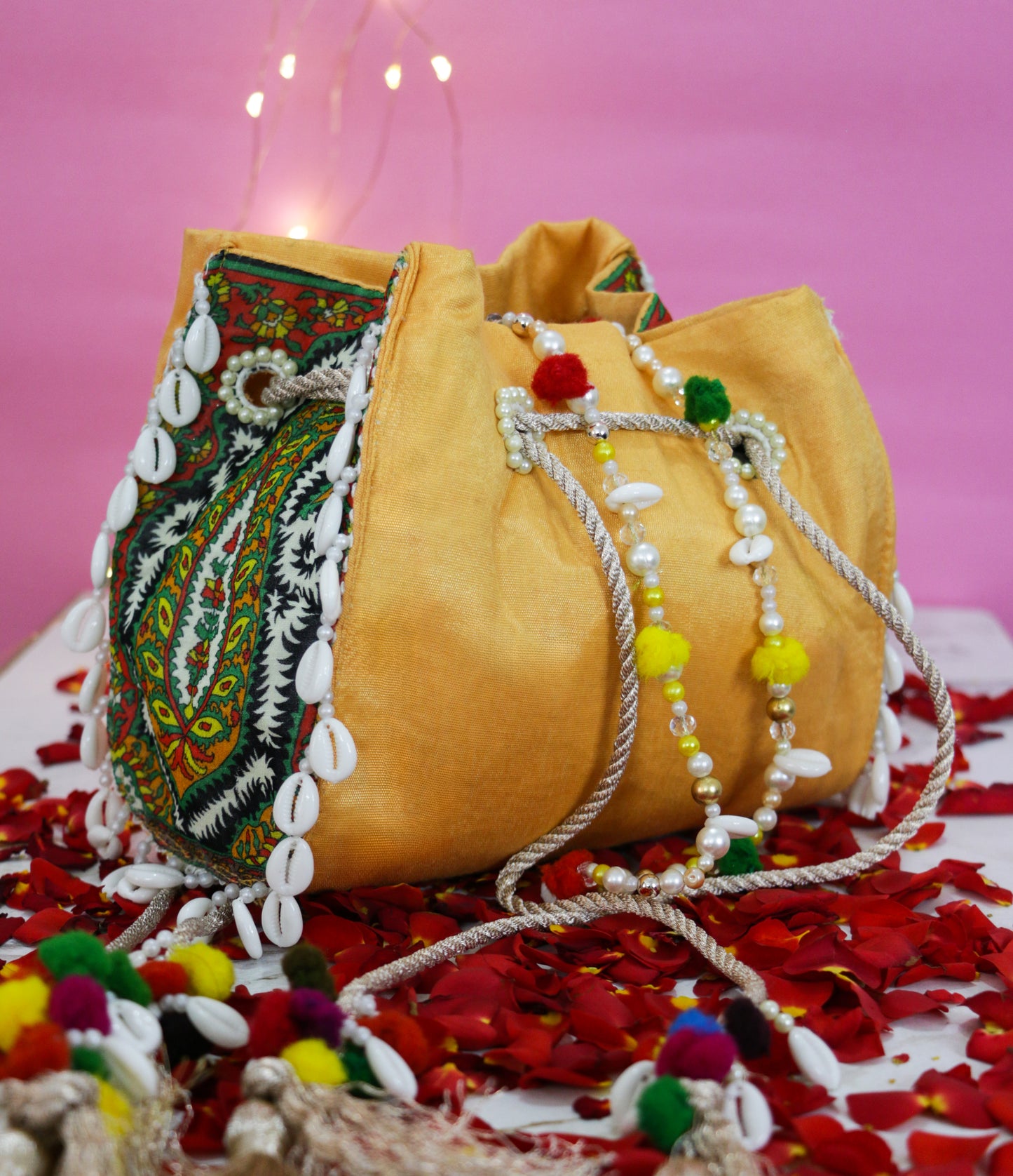 Yellow Seashell Potli Bag