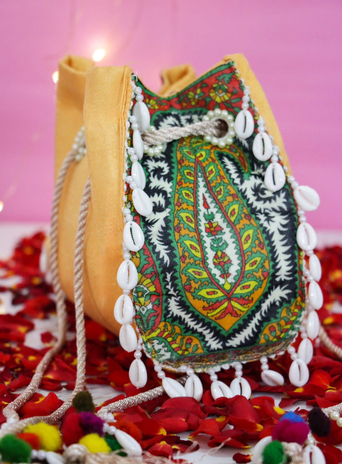 Yellow Seashell Potli Bag