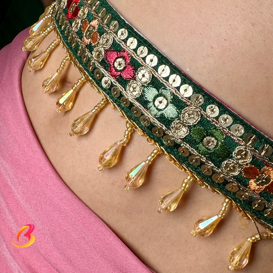 Ornate Blossom Beaded Belt