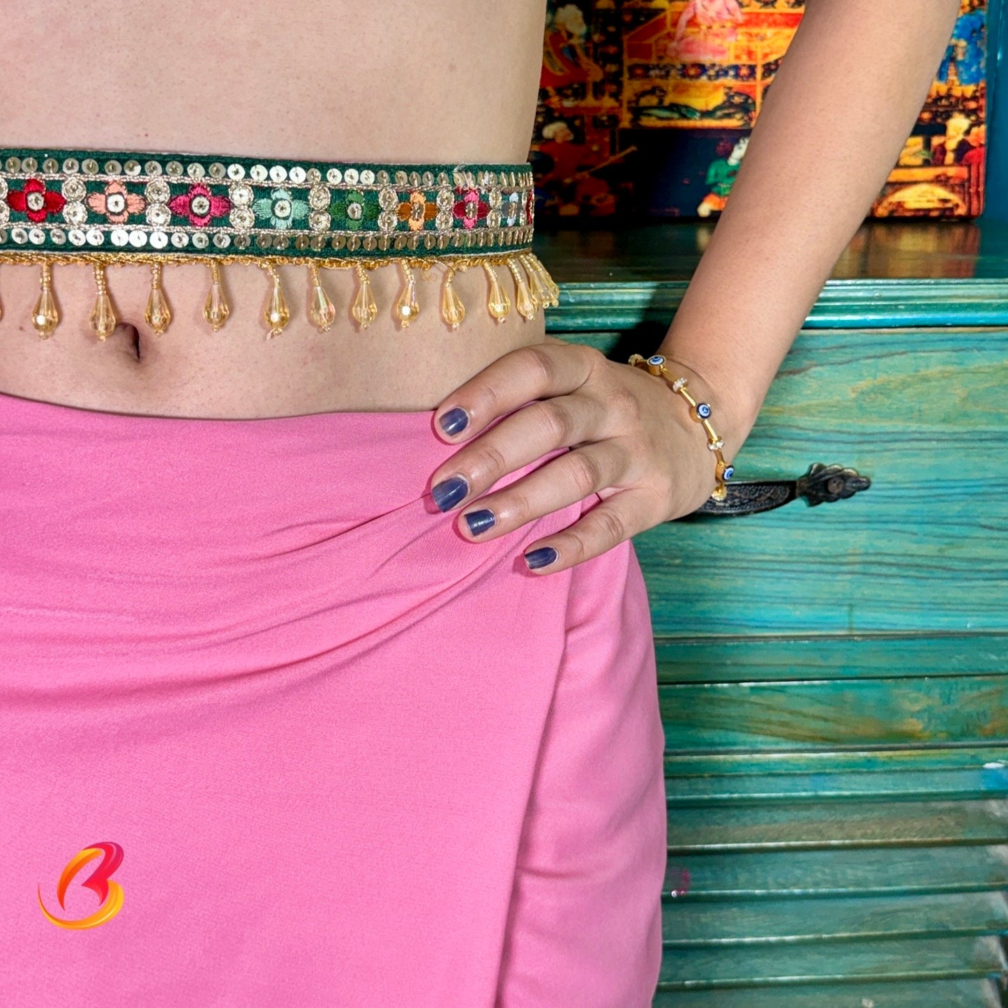 Ornate Blossom Beaded Belt