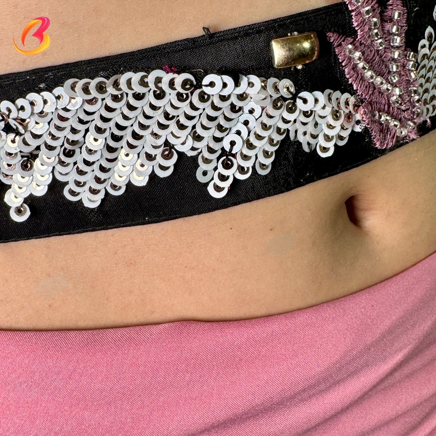 Floral Sequin Embellished Belt