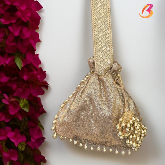 Golden Glitter Potli Bag for Wedding Brides