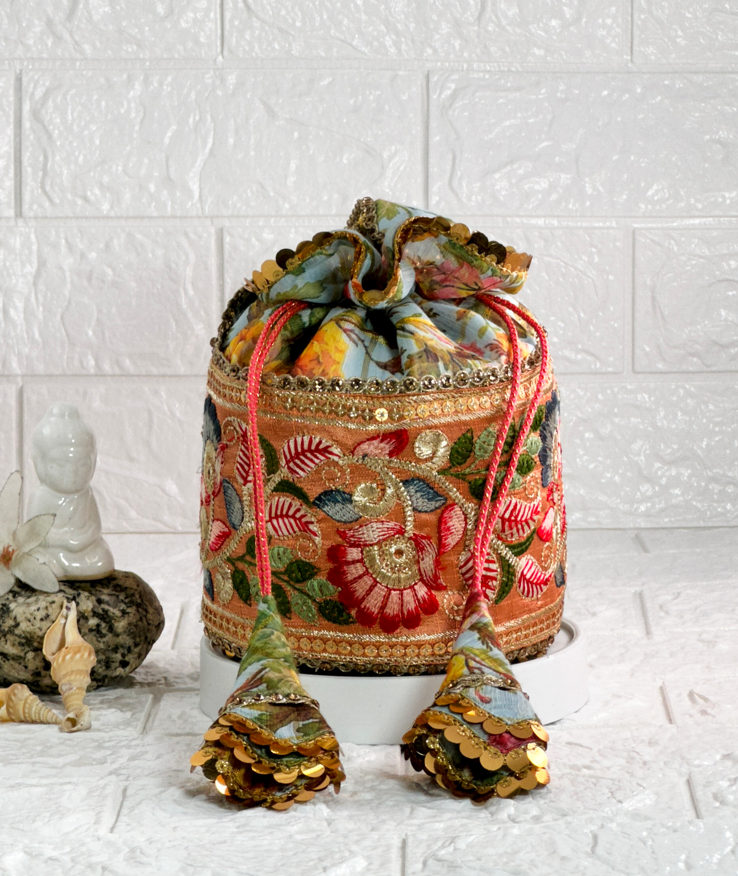Floral Charm Potli Bag