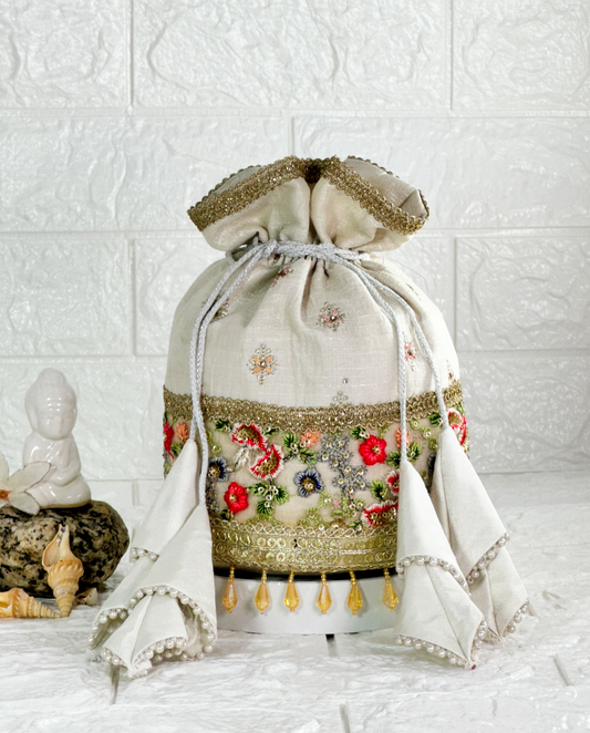 Snowy Bloom Potli Bag