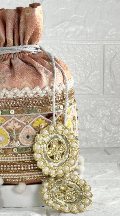 Glimmering Blossom Potli Bag