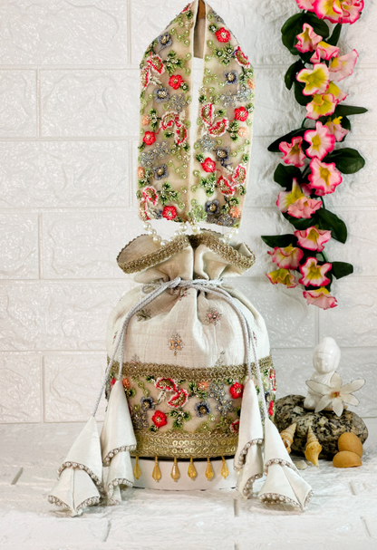 Snowy Bloom Potli Bag