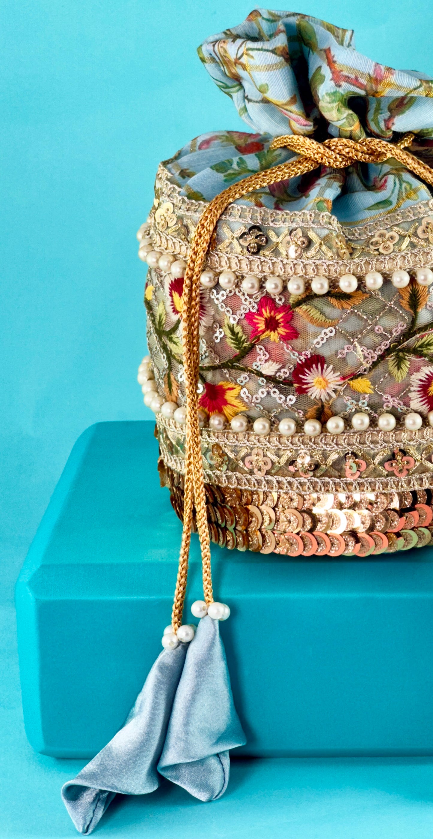 Crimson Bloom Potli Bag
