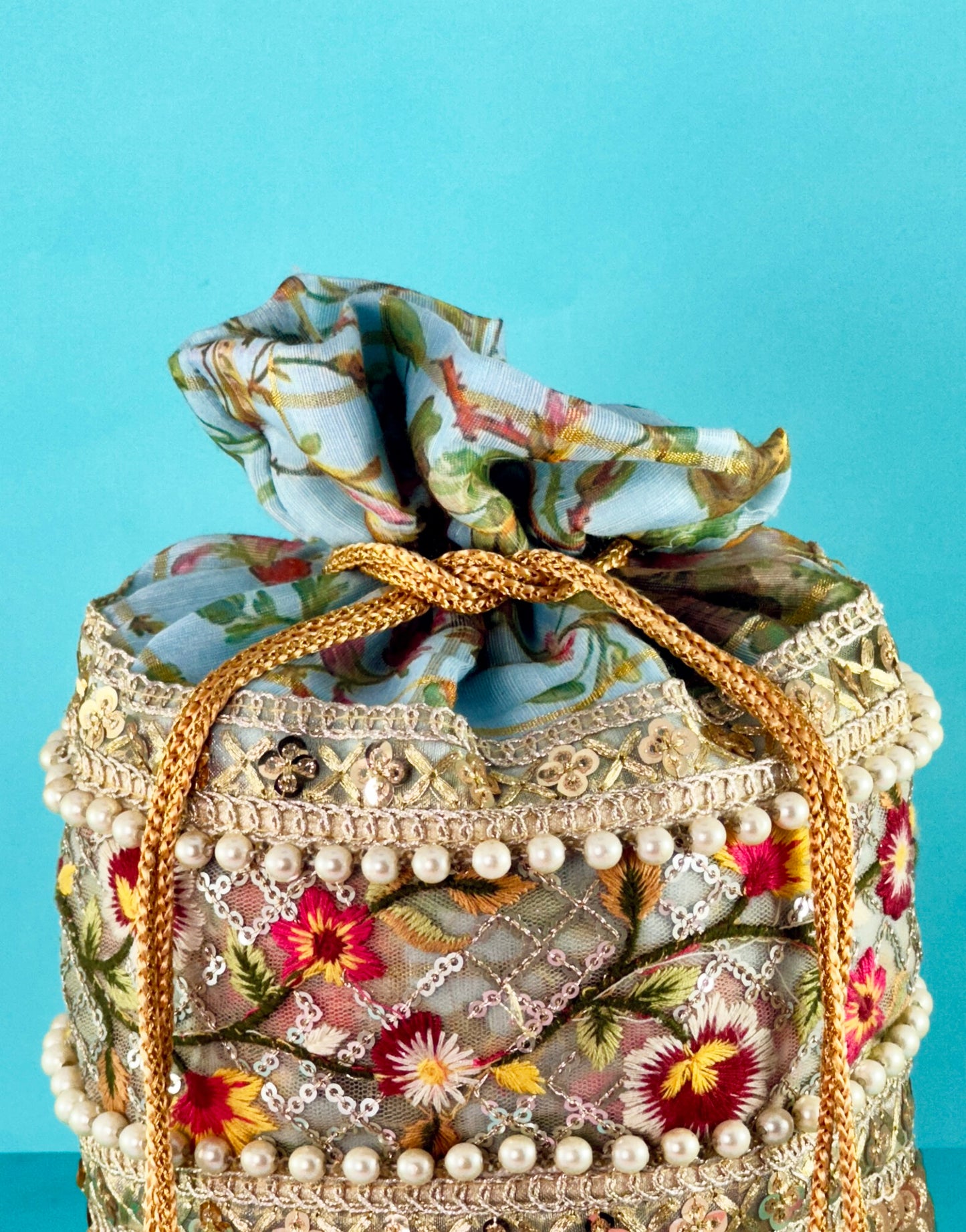 Crimson Bloom Potli Bag