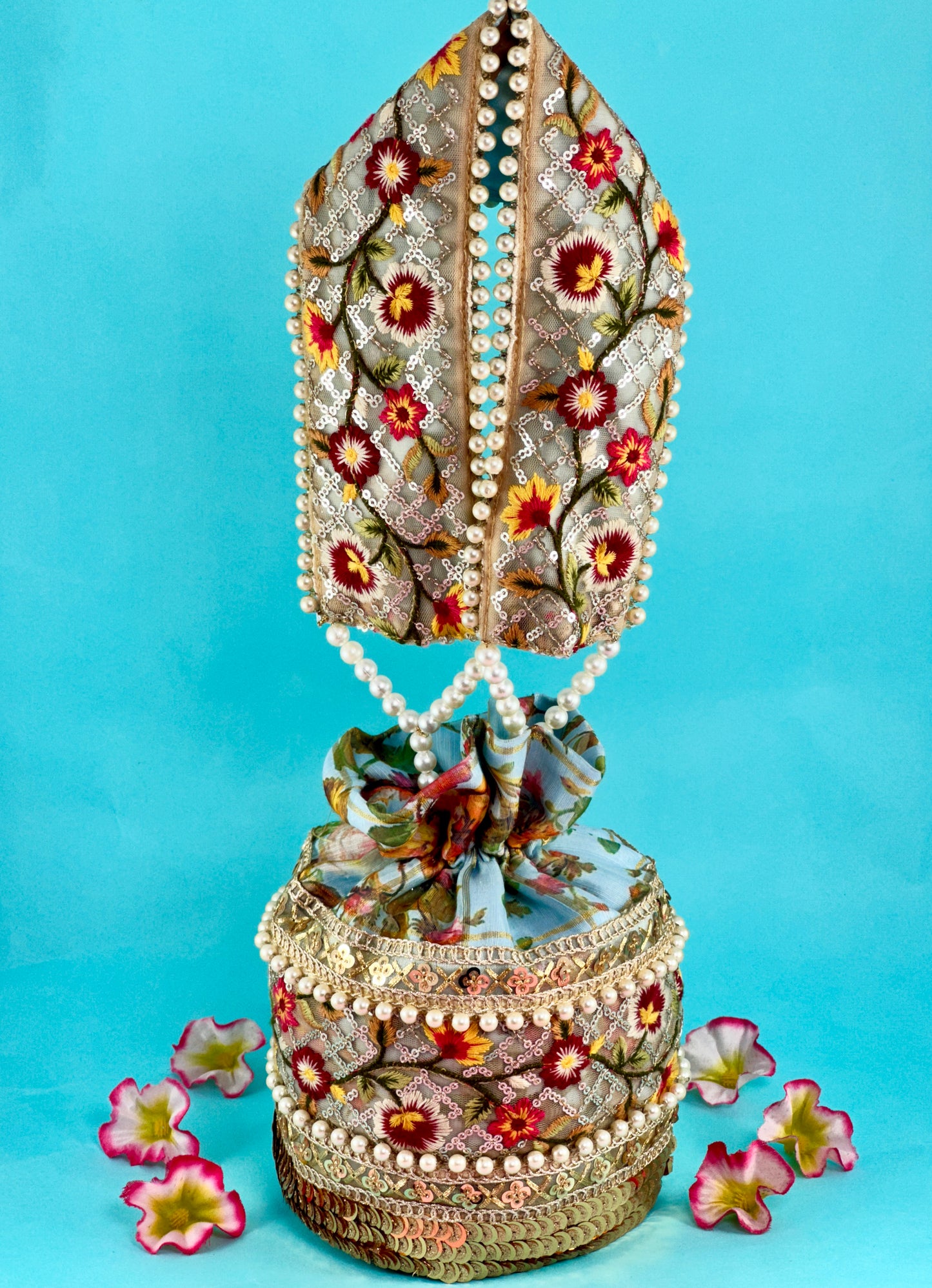 Crimson Bloom Potli Bag