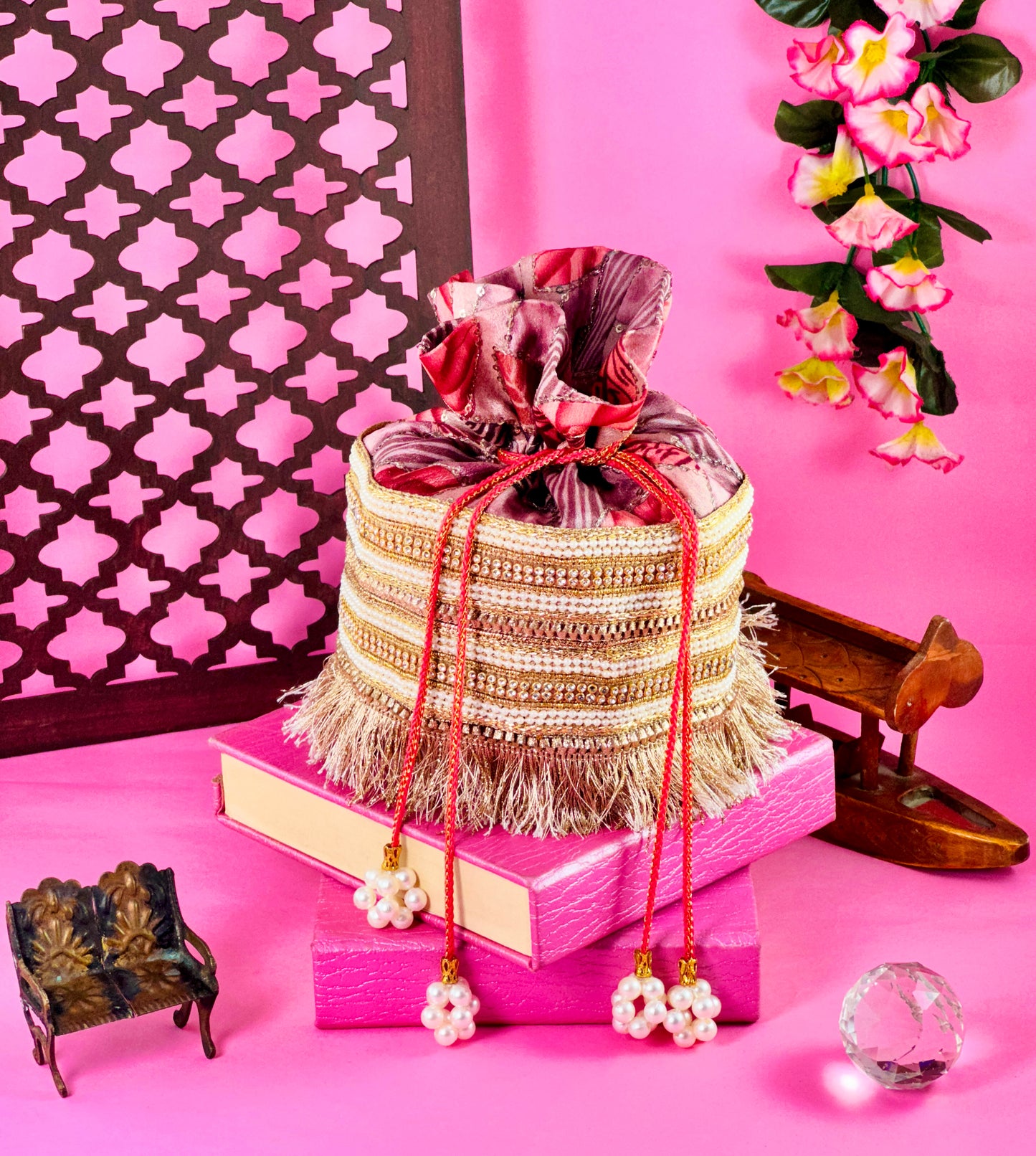 Hibiscus Hues Potli Bag