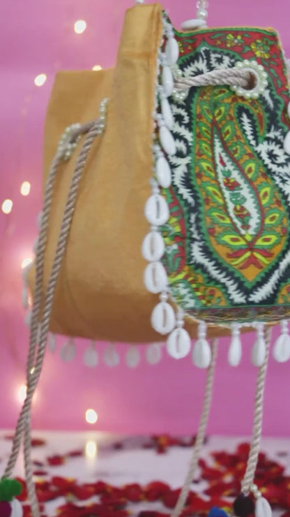 Yellow Seashell Potli Bag
