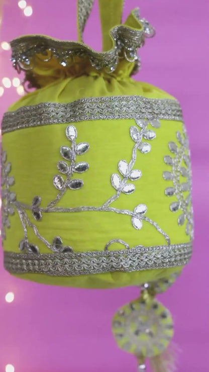 Yellow Gota Patti Potli Bag